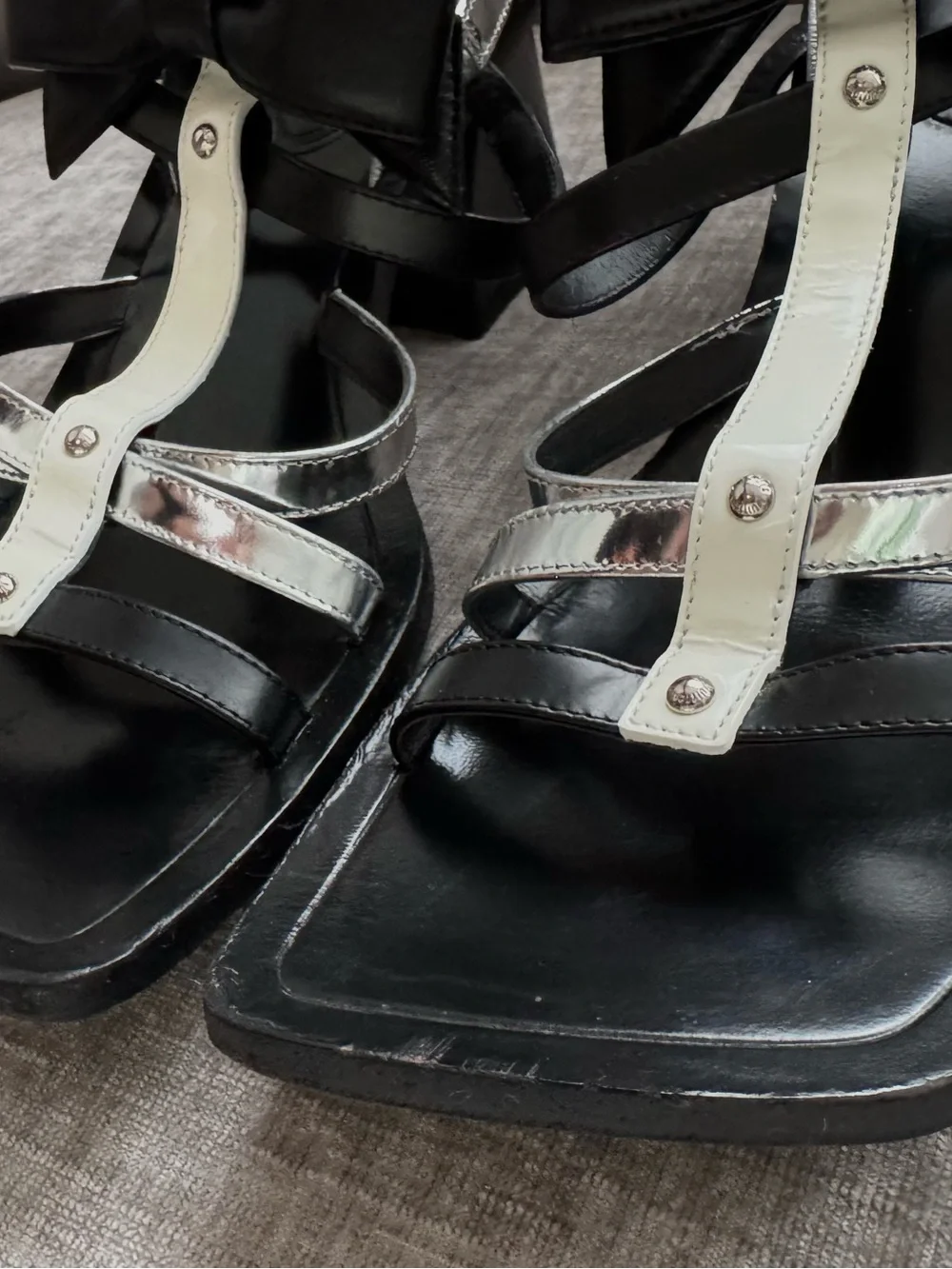 Louis Vuitton x Fornasetti 2021 Bow Gladiator Sandals Black Silver 36.5